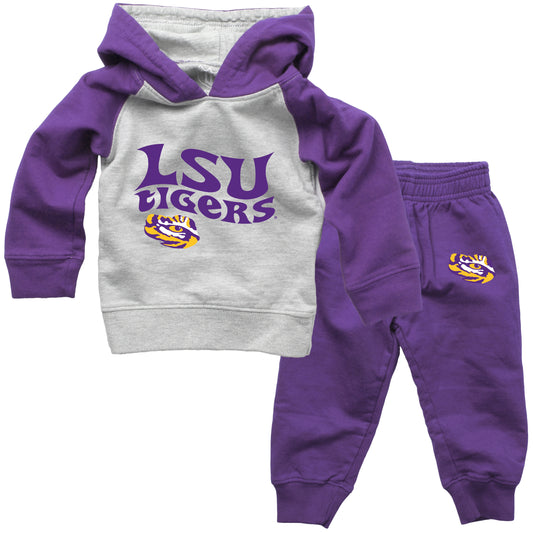 LSU Tigers Wes and Willy NCAA Infant and Toddler Hoodie Set