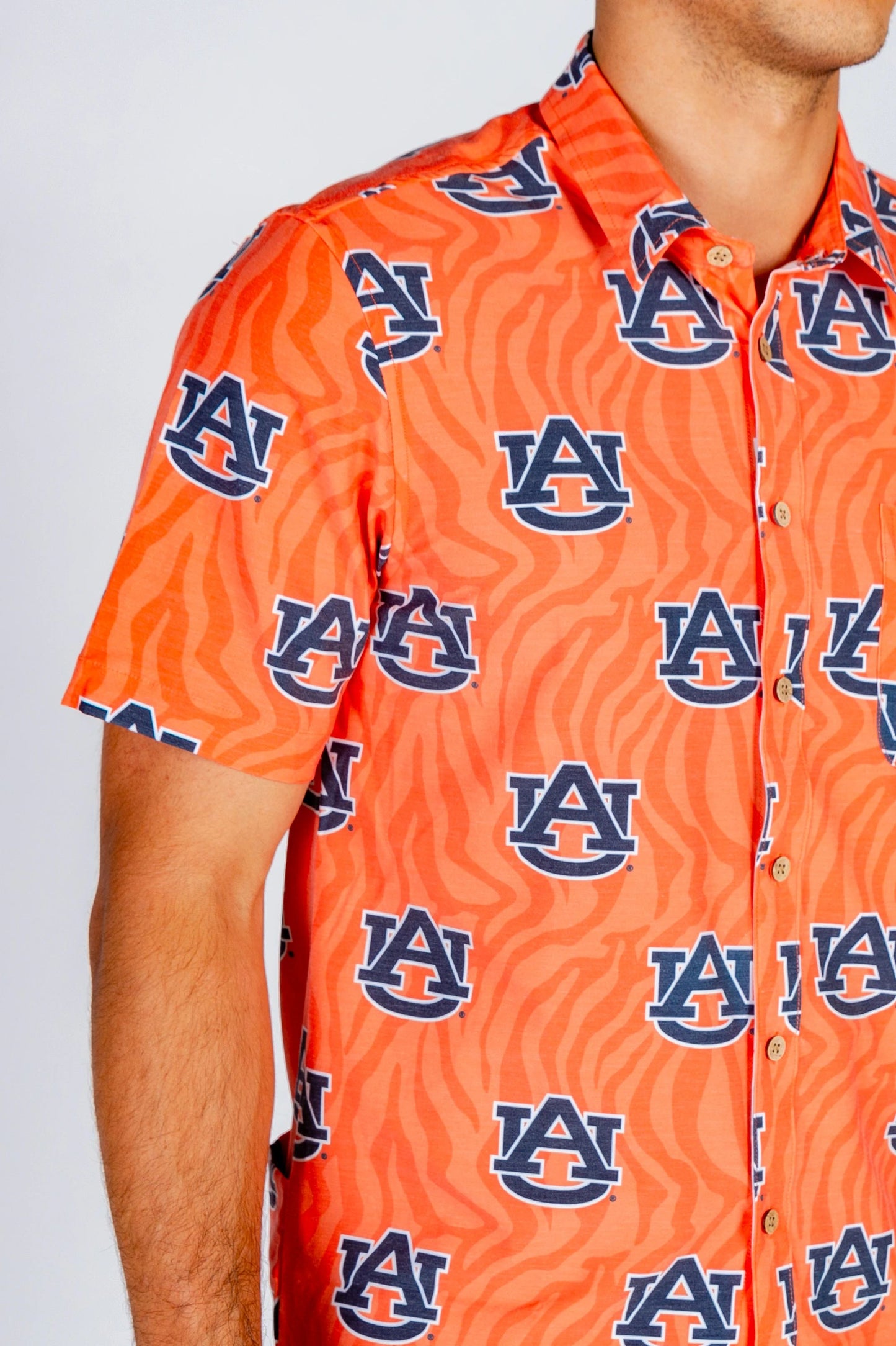 Auburn Tigers Tellum and Chop Mens Floral Hawaiian Shirt Orange