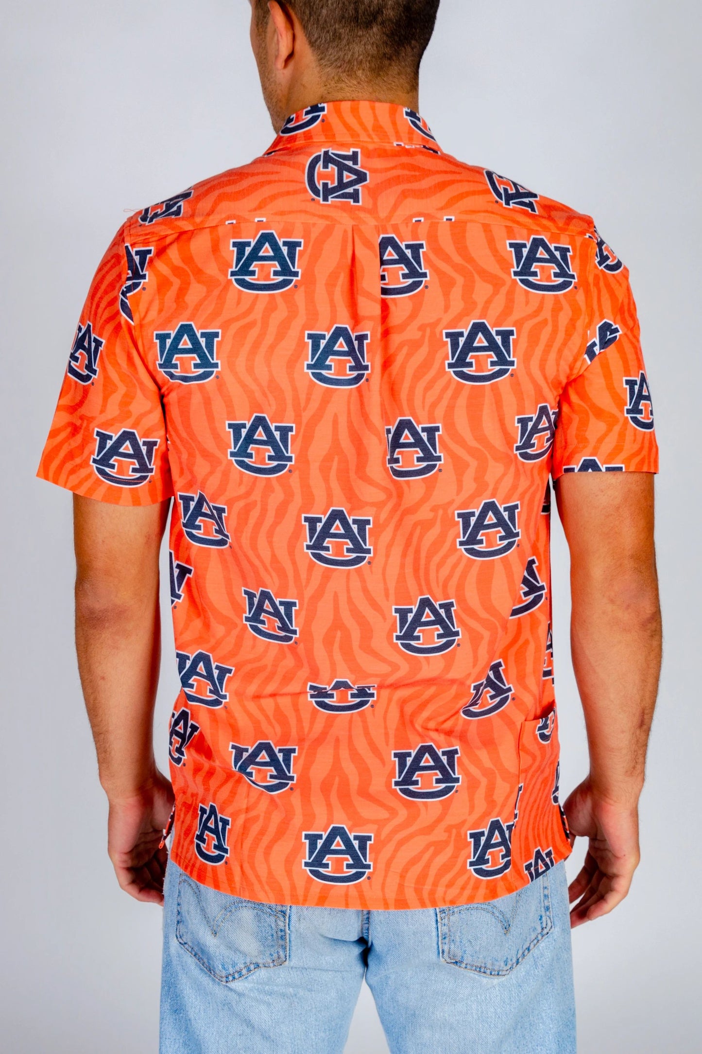 Auburn Tigers Tellum and Chop Mens Floral Hawaiian Shirt Orange