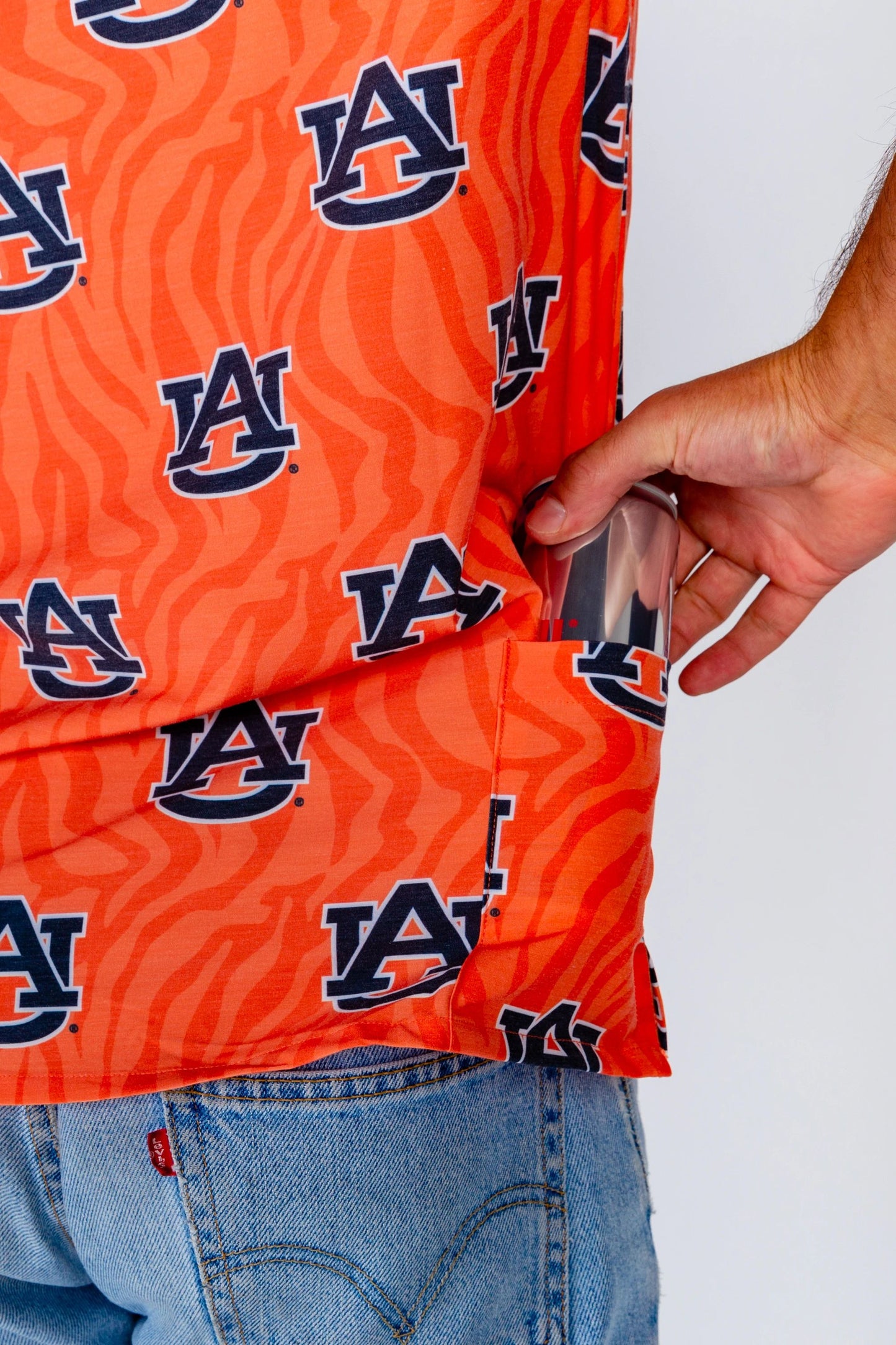 Auburn Tigers Tellum and Chop Mens Floral Hawaiian Shirt Orange