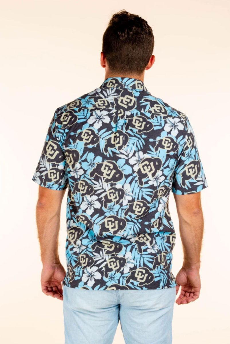 Colorado Buffaloes Tellum and Chop Mens Floral Hawaiian Shirt Black