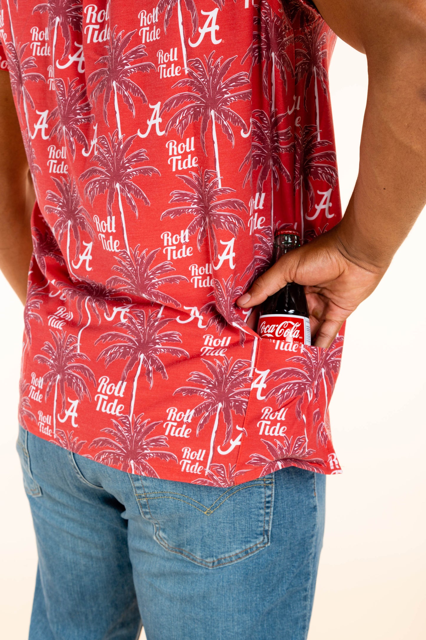 Alabama Crimson Tide Tellum and Chop Mens Floral Hawaiian Shirt Red Palm