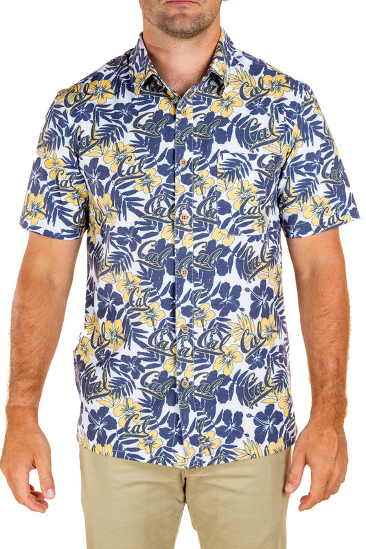 Cal Berkeley Bears Tellum and Chop Mens Floral Hawaiian Shirt