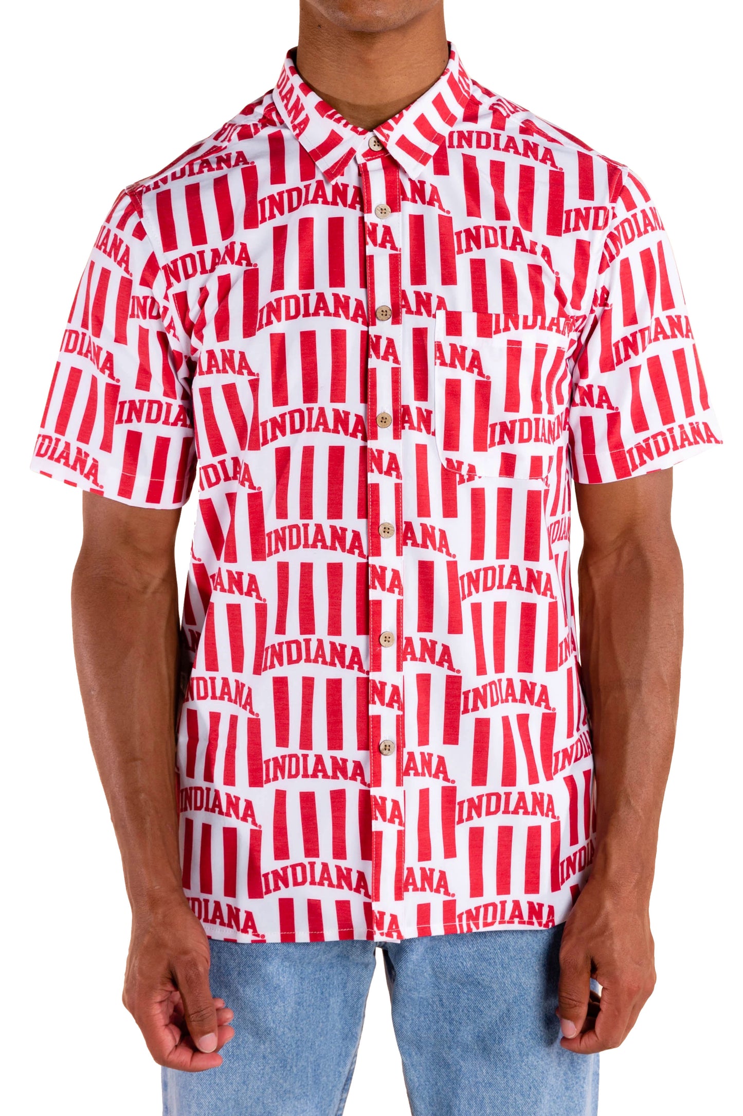 Indiana Hoosiers Tellum and Chop Mens Floral Hawaiian Shirt Red