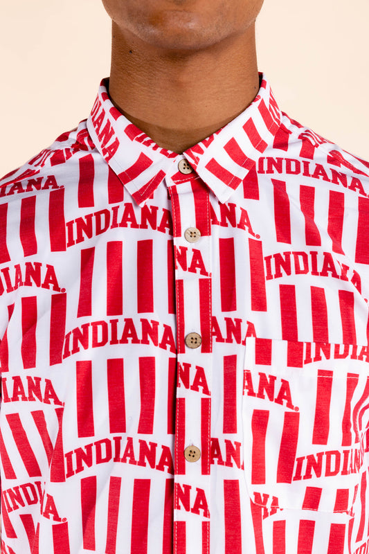 Indiana Hoosiers Tellum and Chop Mens Floral Hawaiian Shirt Red