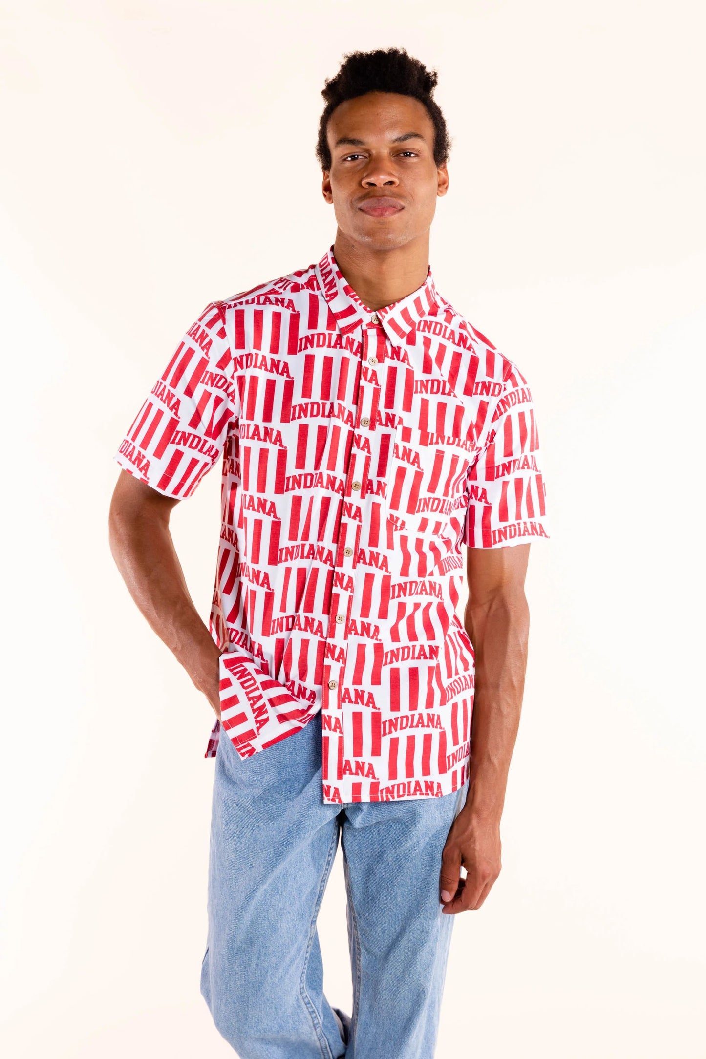 Indiana Hoosiers Tellum and Chop Mens Floral Hawaiian Shirt Red