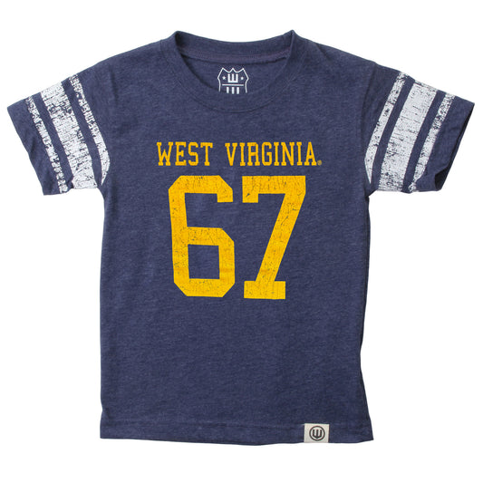 West Virginia Mountaineers Wes and Willy Kids College Short Sleeve Jersey T-Shirt