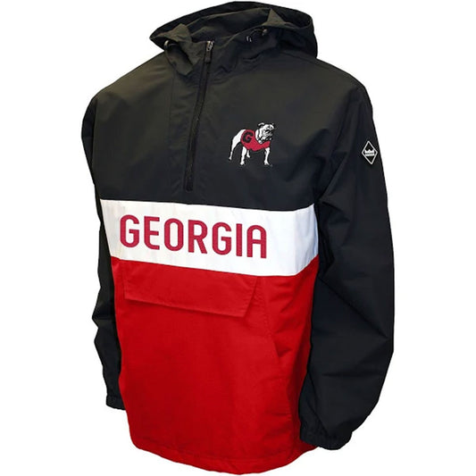 Georgia Bulldogs Franchise Club Mens NCAA Alpha Anorak Jacket Black and Red