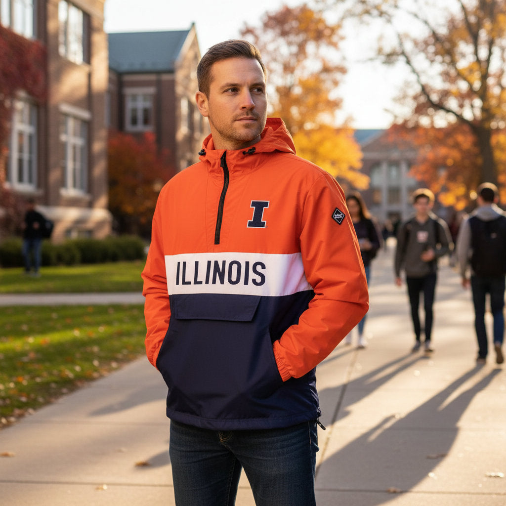 Illinois Fighting Illini Franchise Club Mens NCAA Alpha Anorak Jacket