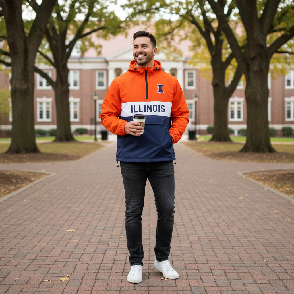 Illinois Fighting Illini Franchise Club Mens NCAA Alpha Anorak Jacket