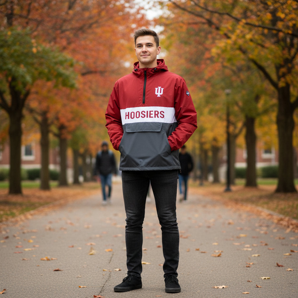 Indiana Hoosiers Franchise Club Mens NCAA Alpha Anorak Jacket-Red