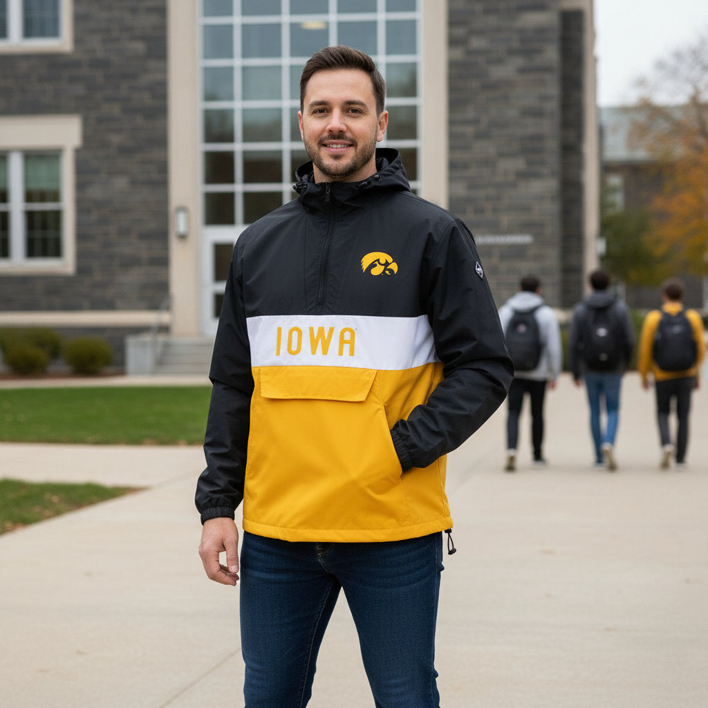 Iowa Hawkeyes Franchise Club Mens NCAA Alpha Anorak Jacket