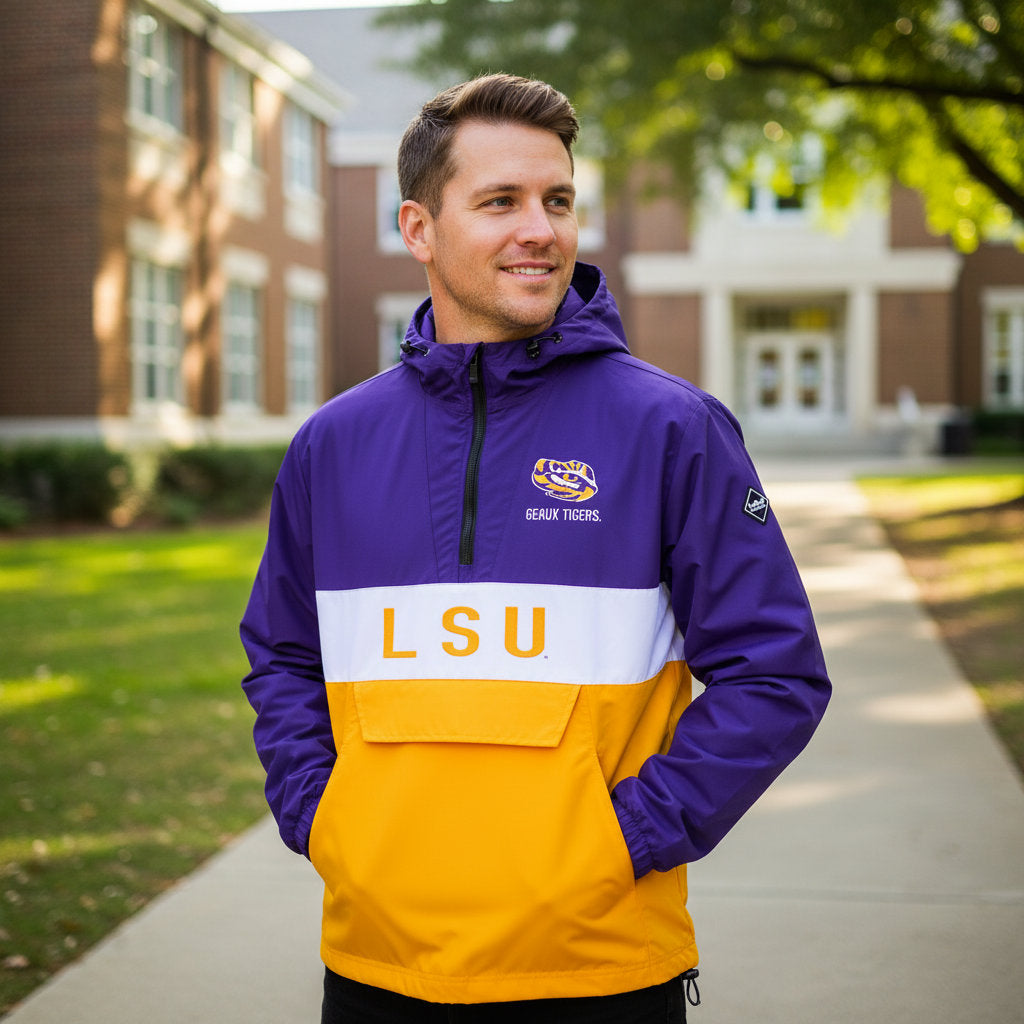 LSU Tigers Franchise Club Mens NCAA Alpha Anorak Jacket
