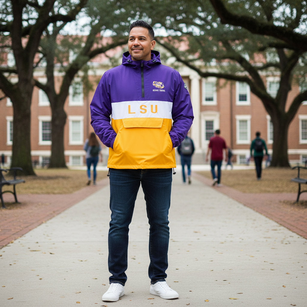 LSU Tigers Franchise Club Mens NCAA Alpha Anorak Jacket