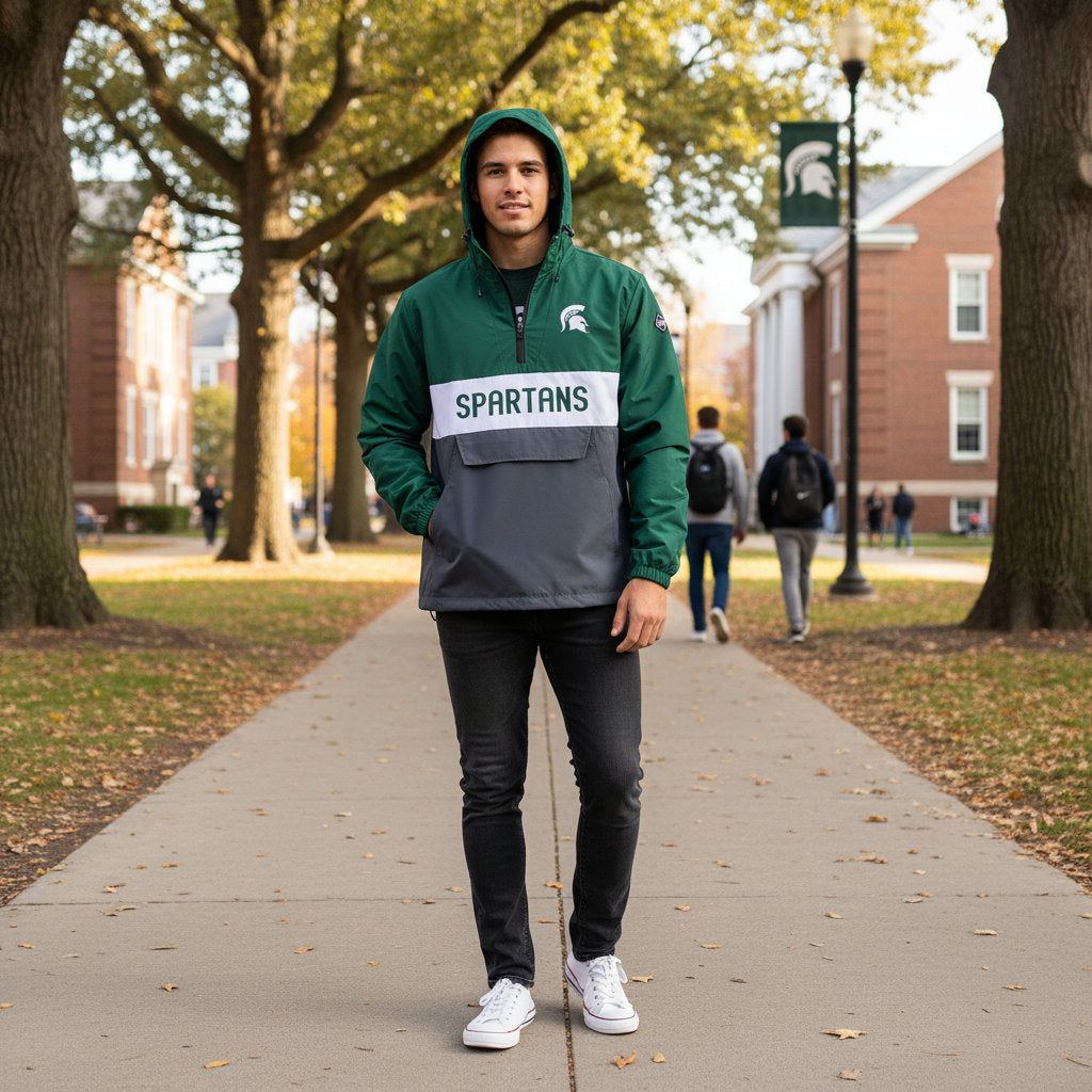 Michigan State Spartans Franchise Club Mens NCAA Alpha Anorak Jacket