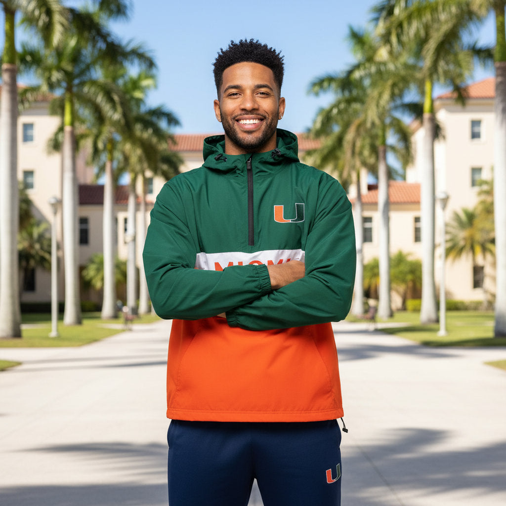 Miami Hurricanes Franchise Club Mens NCAA Alpha Anorak Jacket