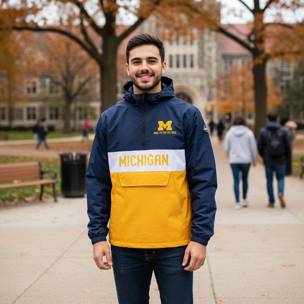 Michigan Wolverines Franchise Club Mens NCAA Alpha Anorak Jacket