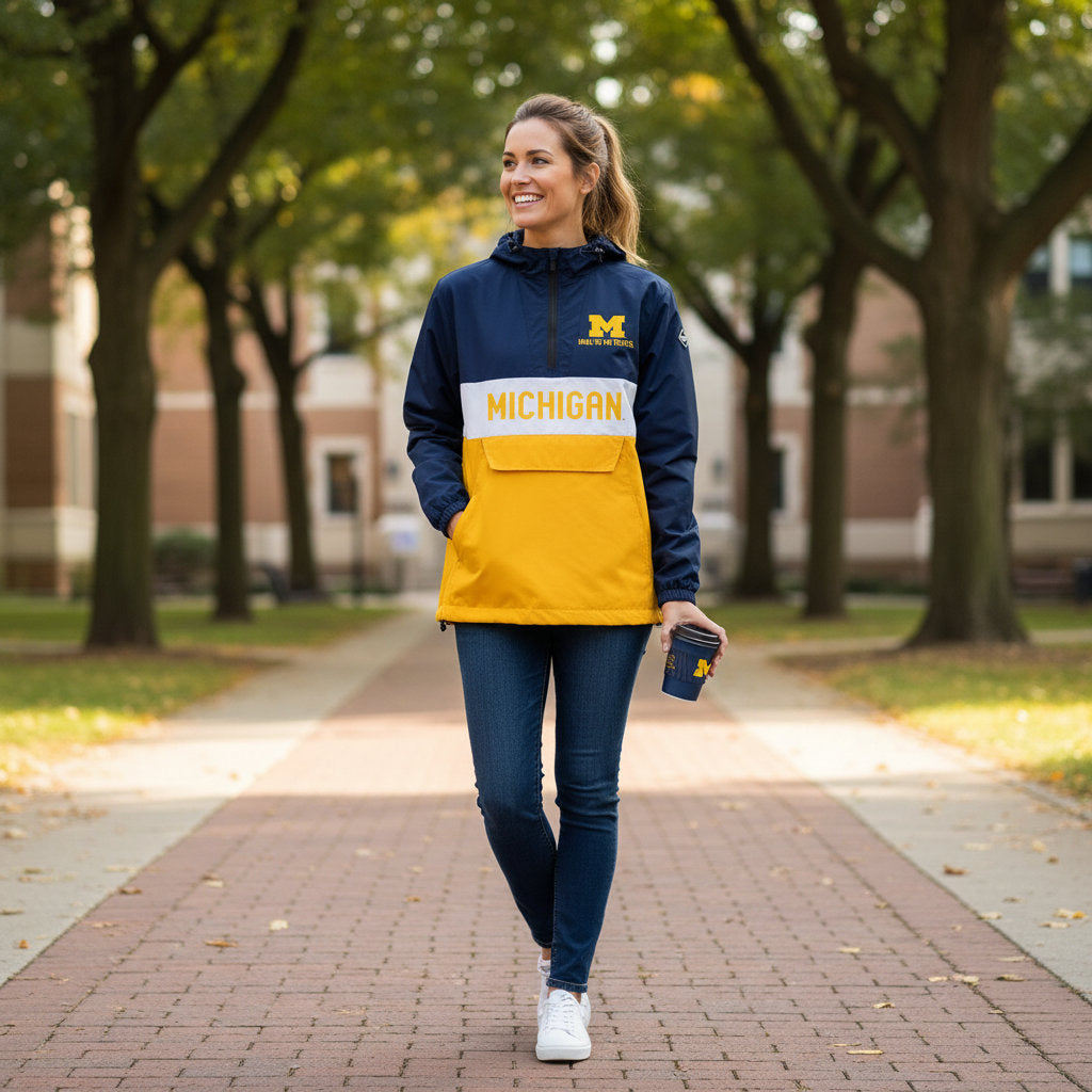Michigan Wolverines Franchise Club Mens NCAA Alpha Anorak Jacket