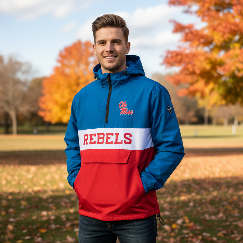 Ole Miss Rebels Franchise Club Mens NCAA Alpha Anorak Jacket