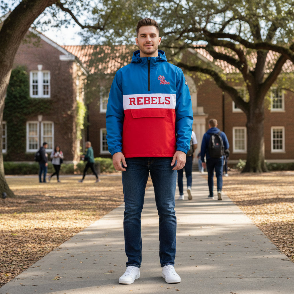 Ole Miss Rebels Franchise Club Mens NCAA Alpha Anorak Jacket