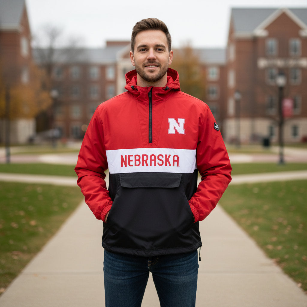 Nebraska Cornhuskers Franchise Club Mens NCAA Alpha Anorak Jacket Red