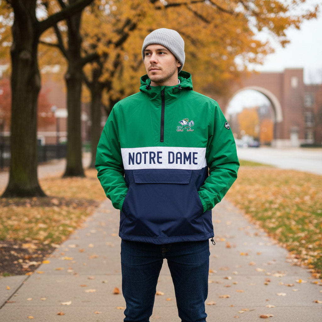 Notre Dame Fighting Irish Franchise Club Mens NCAA Alpha Anorak Jacket Logo 2