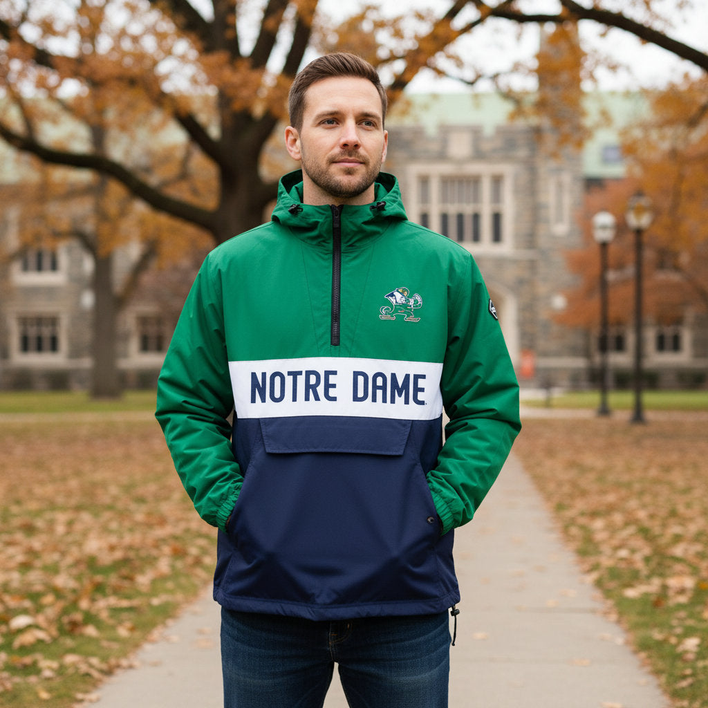 Notre Dame Fighting Irish Franchise Club Mens NCAA Alpha Anorak Jacket Logo 2