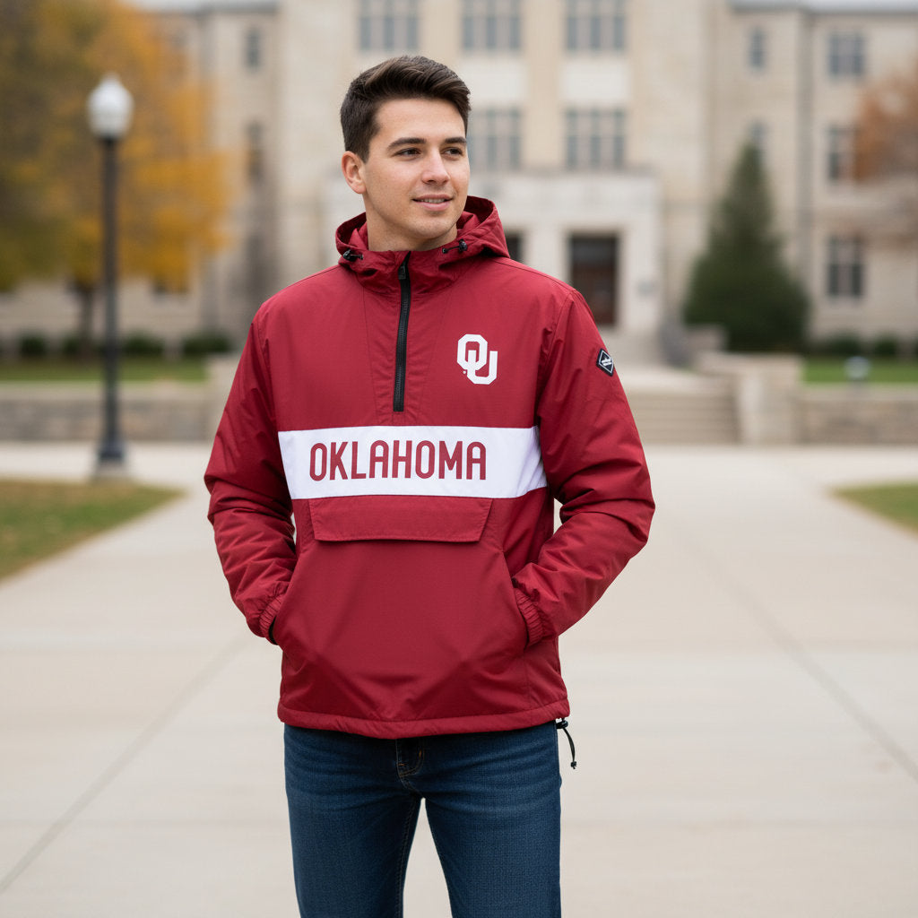 Oklahoma Sooners Franchise Club Mens NCAA Alpha Anorak Jacket