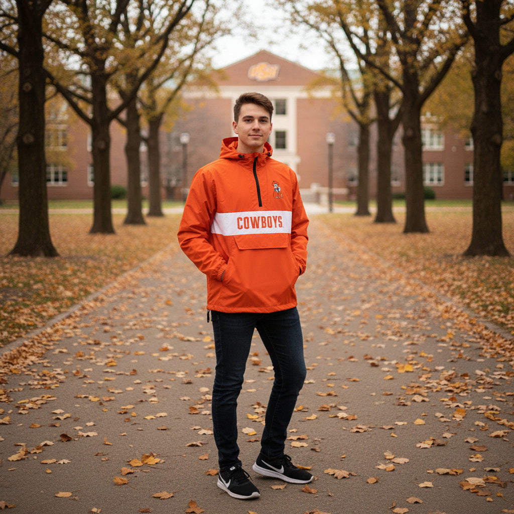 Oklahoma State Cowboys Franchise Club Mens NCAA Alpha Anorak Jacket