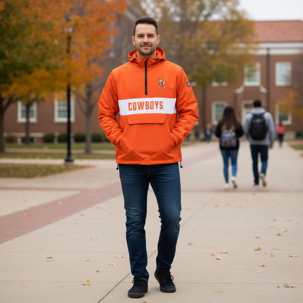 Oklahoma State Cowboys Franchise Club Mens NCAA Alpha Anorak Jacket