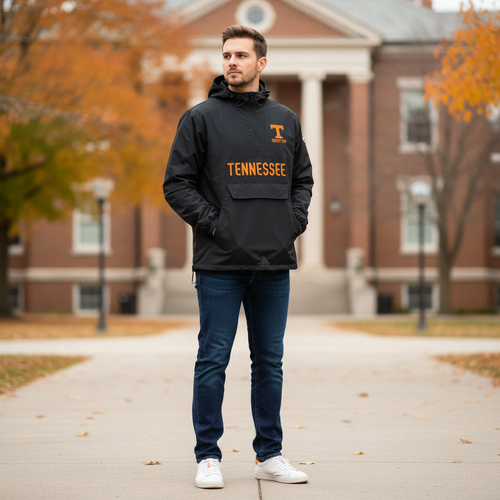 Tennessee Volunteers Franchise Club Mens NCAA Alpha Anorak Jacket Black