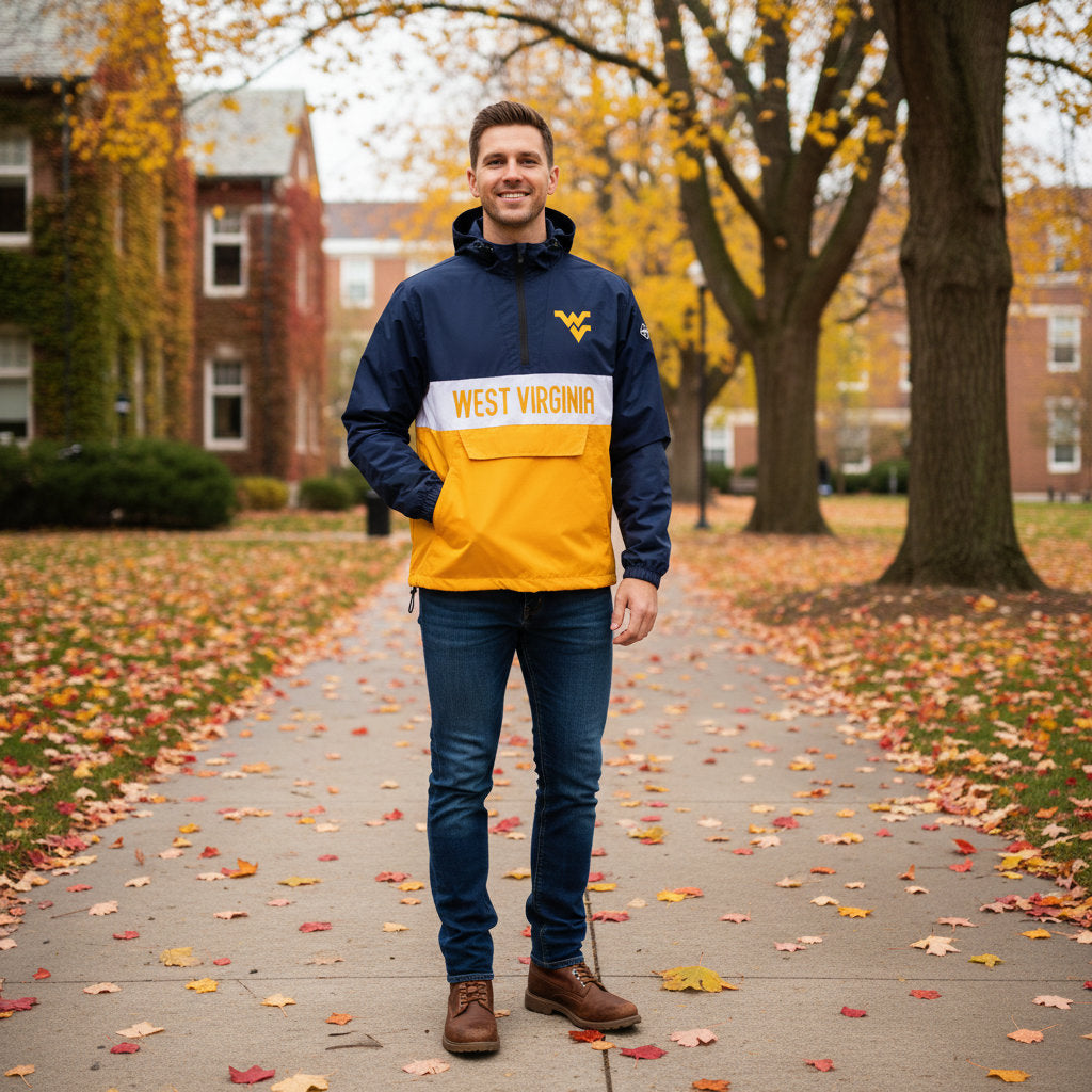 West Virginia Mountaineers Franchise Club Mens NCAA Alpha Anorak Jacket