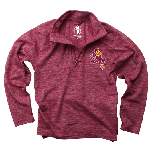 Arizona State Sun Devils Wes and Willy Youth Boys Cloudy Yarn Long Sleeve College Quarter Zip