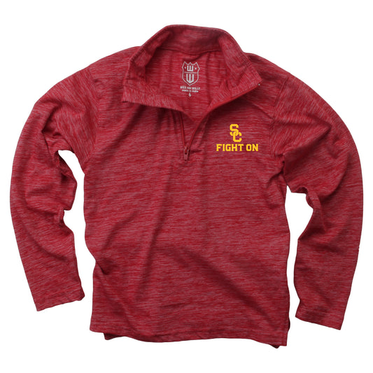 USC Trojans Wes and Willy Youth Boys Cloudy Yarn Long Sleeve College Quarter Zip