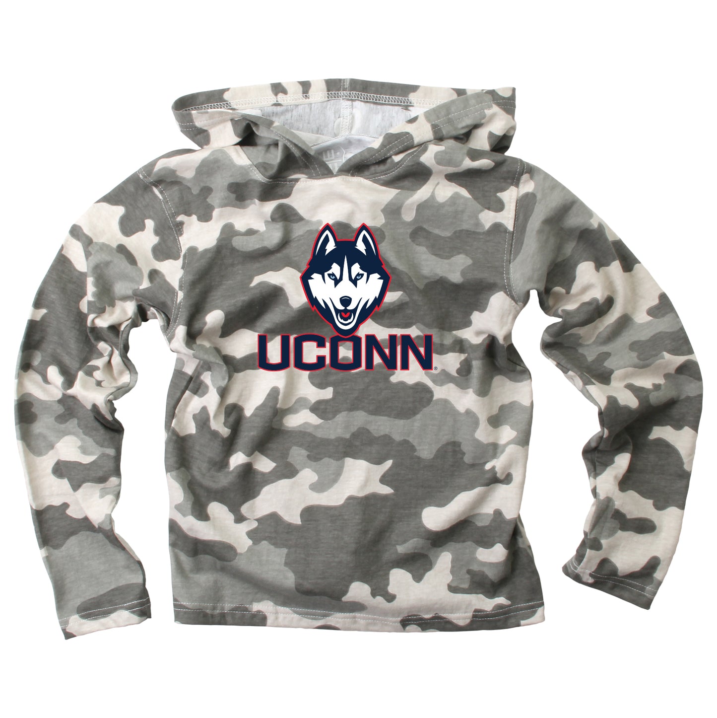 UConn Huskies Wes and Willy Youth Boys Long Sleeve Camo Hooded T-Shirt