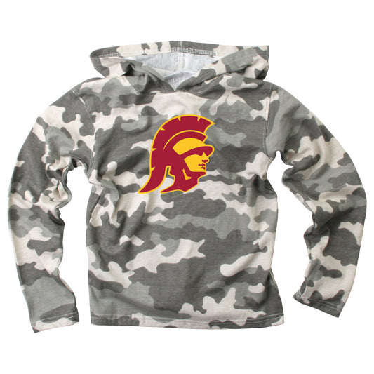 USC Trojans Wes and Willy Youth Boys Long Sleeve Camo Hooded T-Shirt