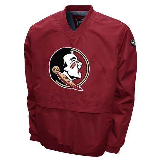 Florida State Seminoles Franchise Club Men's Big Logo Windshell V-Neck Pullover Jacket Red