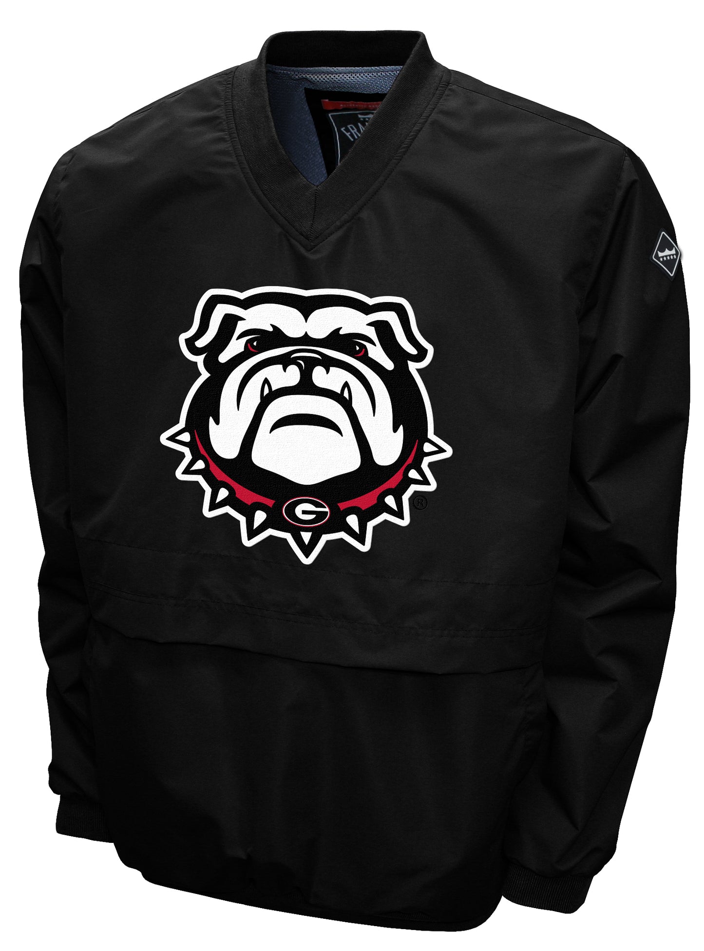 Georgia Bulldogs Franchise Club Men's Big Logo Windshell V-Neck Pullover Jacket Black
