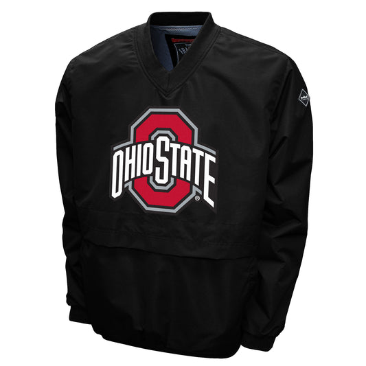 Ohio State Buckeyes Franchise Club Men's Big Logo Windshell V-Neck Pullover Jacket Black