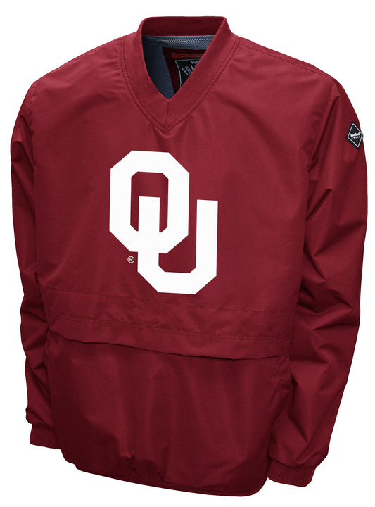 Oklahoma Sooners Franchise Club Men's Big Logo Windshell V-Neck Pullover Jacket