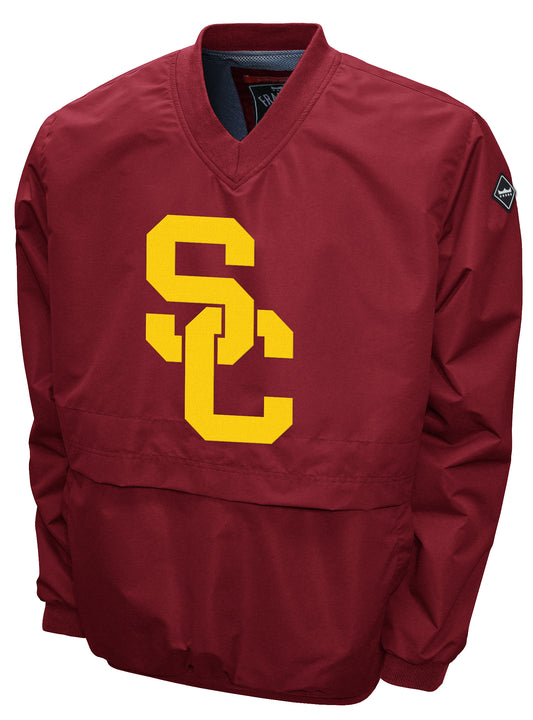 USC Trojans Franchise Club Men's Big Logo Windshell V-Neck Pullover Jacket