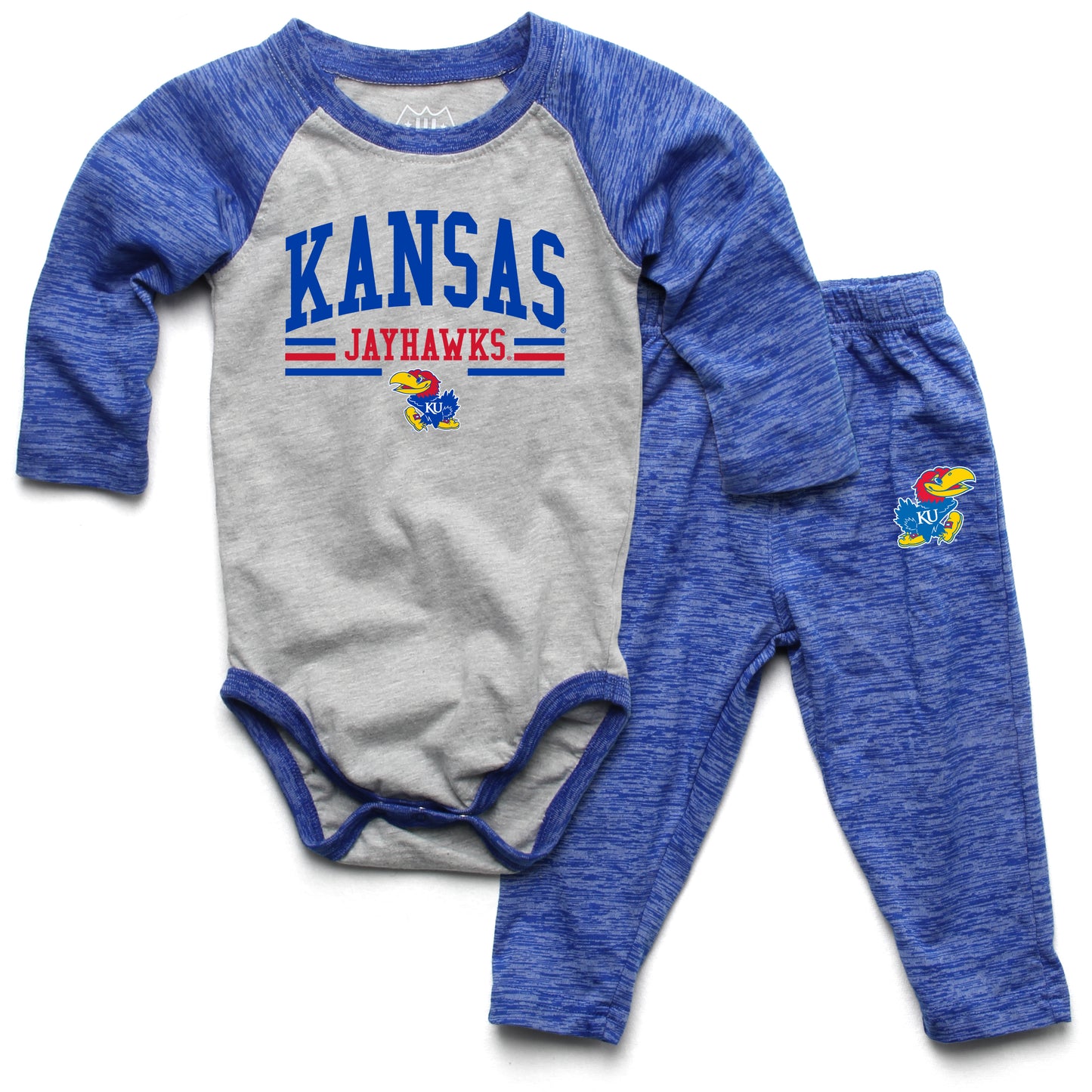 Kansas Jayhawks Wes and Willy Baby College Team Hopper and Pant Set