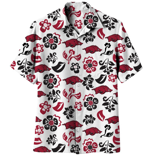 Arkansas Razorbacks Wes and Willy Mens Vault Button Up Hawaiian Shirt