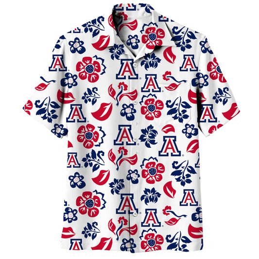 Arizona Wildcats Wes and Willy Mens Vault Button Up Hawaiian Shirt