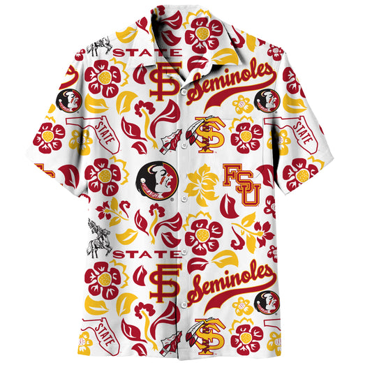 Florida State Seminoles Throwback Wes and Willy Mens Vault Button Up Hawaiian Shirt