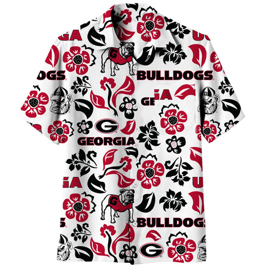 Georgia Bulldogs Wes and Willy Mens Vault Button Up Hawaiian Shirt