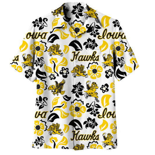 Iowa Hawkeyes Wes and Willy Mens Vault Button Up Hawaiian Shirt