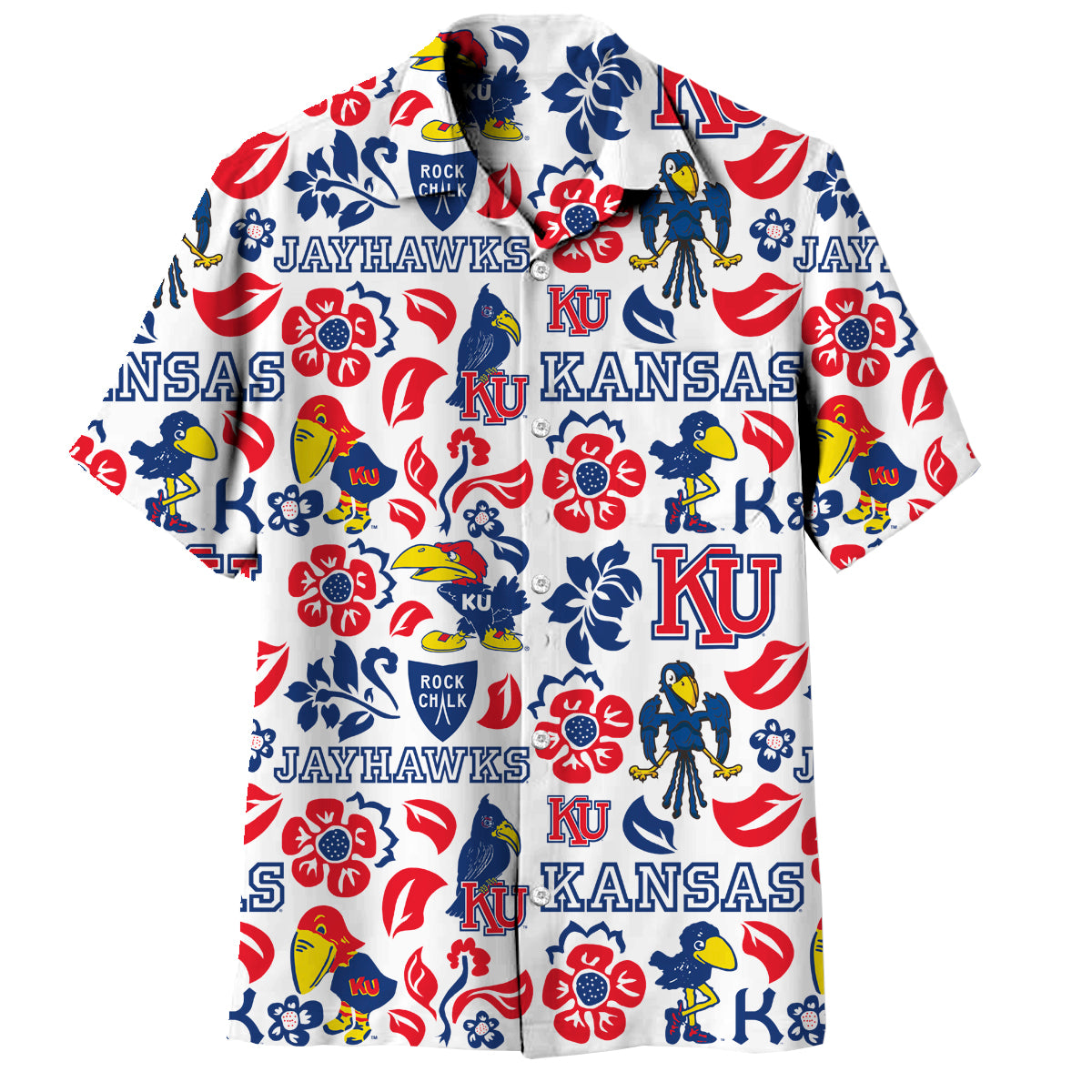 Kansas Jayhawks Wes and Willy Mens Vault Button Up Hawaiian Shirt