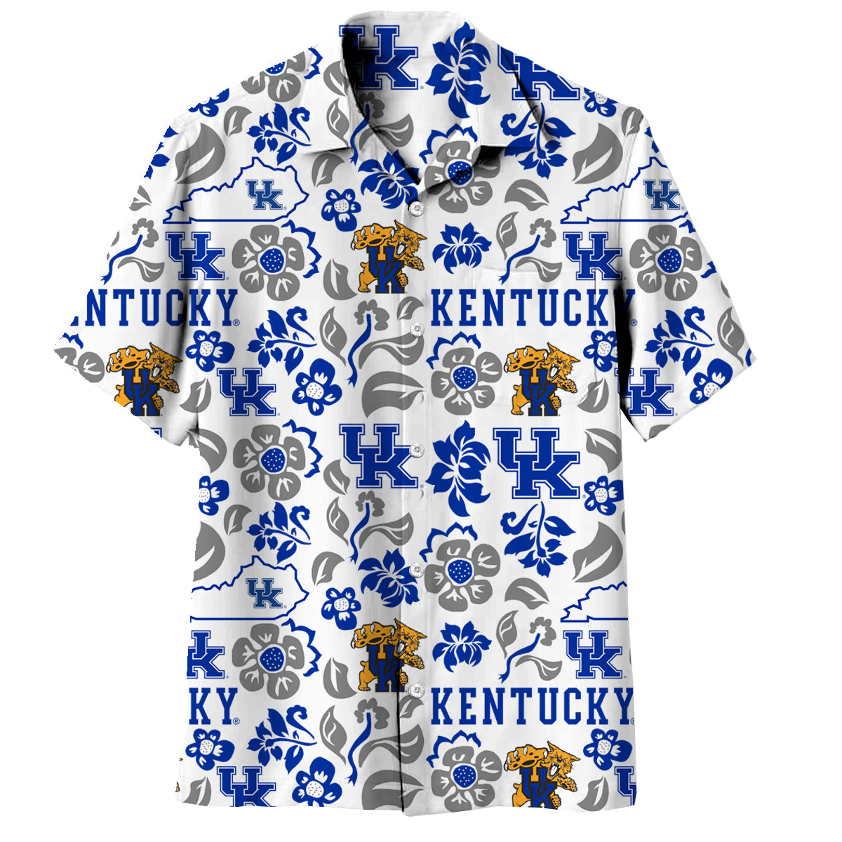 Kentucky Wildcats Wes and Willy Mens Vault Button Up Hawaiian Shirt