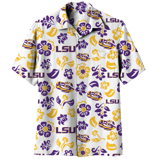 LSU Tigers Wes and Willy Mens Vault Button Up Hawaiian Shirt